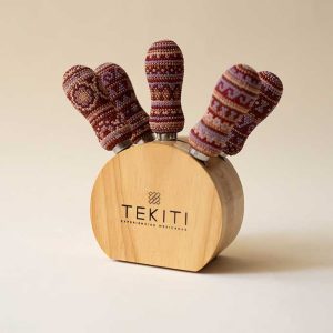 Set of 5 Cheese Knives with Wixárika Beadwork