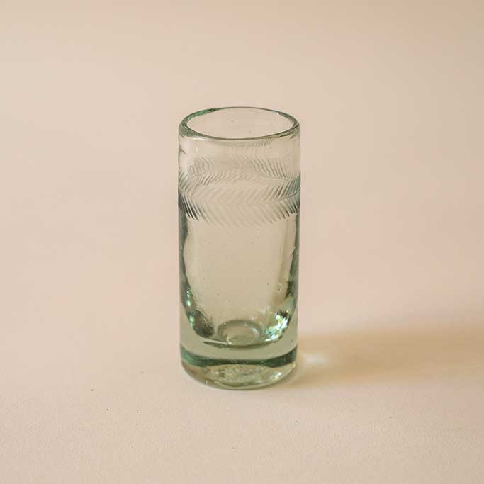 Clear Shot Glass with Decorative Dot Engraving
